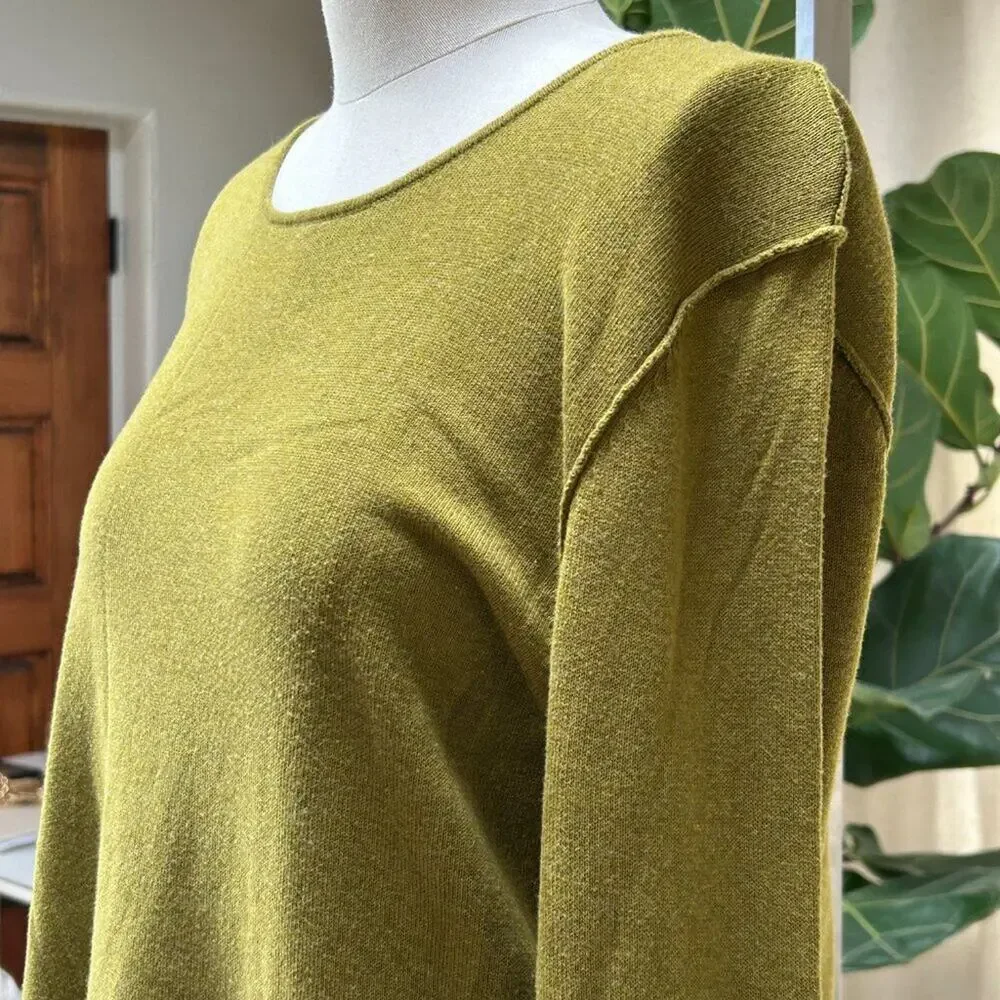 Asymmetrical Lagenlook Cotton Tunic Dress‎ Capsule Layering Bryn Walker Green S